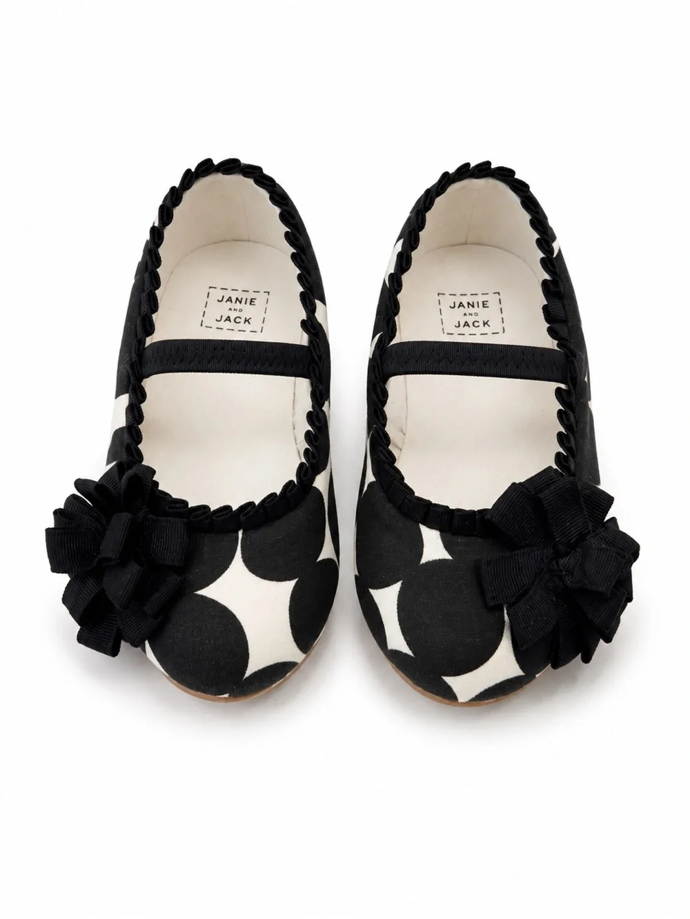 Janie and Jack Black and White Polka Dot Mary Jane Flats with Bow
